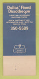 Matchbook Cover - Lift #3 Disco Dallas TX WEAR 30 Strk SAMPLE