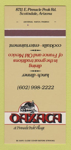 Matchbook Cover - Oaxaca Restaurant Scottsdale AZ 30 Strk SAMPLE