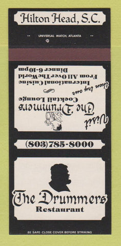 Matchbook Cover - The Drummers Restaurant Hilton Head SC 30 Strk SAMPLE