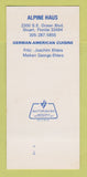Matchbook Cover - Alpine Haus Stuart FL German Restaurant 30 Strk SAMPLE