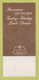 Matchbook Cover - Dudley's French Auberge Denver Colorado 30 Strk SAMPLE