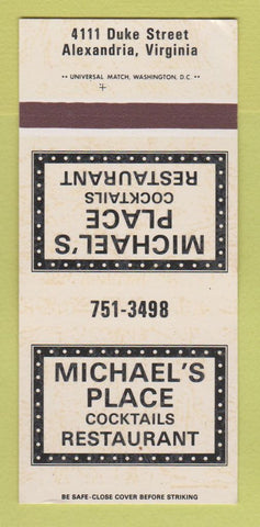 Matchbook Cover - Michael's Place Restaurant Alexandria VA WEAR 30 Strk SAMPLE