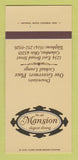 Matchbook Cover - Mansion Restaurant Columbus OH 30 Strk SAMPLE