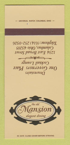 Matchbook Cover - Mansion Restaurant Columbus OH 30 Strk SAMPLE