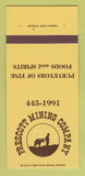 Matchbook Cover - Prescott Mining Company AZ? 30 Strk SAMPLE