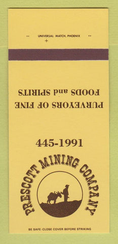Matchbook Cover - Prescott Mining Company AZ? 30 Strk SAMPLE
