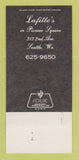 Matchbook Cover - Lafitte's Seattle WA 30 Strk SAMPLE