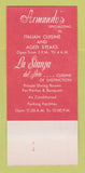 Matchbook Cover - Armando's Restaurant Chicago IL La Stanza 30 Strk SAMPLE