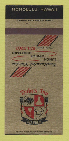 Matchbook Cover - Duke's Inn Honolulu Hawaii Restaurant 30 Strk SAMPLE