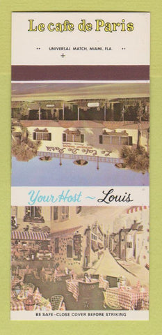 Matchbook Cover - Le Cafe De Paris French Fort Lauderdale FL 30 Strk SAMPLE