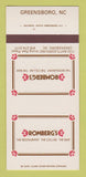 Matchbook Cover - Romberg's Restaurant Greensboro NC 30 Strk SAMPLE