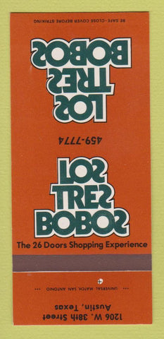Matchbook Cover - Los Tres Bobos Austin TX 30 Strk SAMPLE