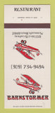 Matchbook Cover - Barnstormer Restaurant Monmouth IL 30 Strk SAMPLE