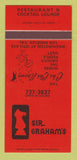 Matchbook Cover - Sir Graham's Chi Chi Room Los Angeles CA 30 Strk SAMPLE