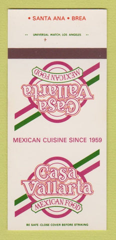 Matchbook Cover - Casa Vallarta Mexican Food Santa Ana Brea CA 30 Strk SAMPLE