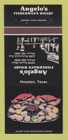 Matchbook Cover - Angelo's Fisherman's Wharf Houston TX 30 Strk SAMPLE