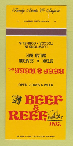 Matchbook Cover - Beef & Reef Toccoa Cornelia GA 30 Strk SAMPLE