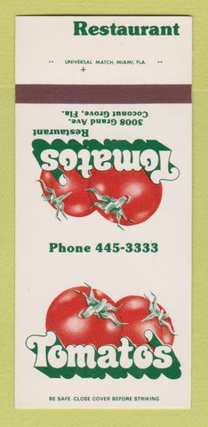 Matchbook Cover - Tomato's Restaurant Coconut Grove FL 30 Strk SAMPLE