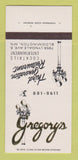 Matchbook Cover - Gregory's Restaurant Bloomington MN 30 Strk SAMPLE