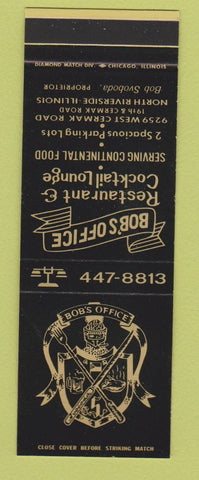 Matchbook Cover - Bob's Office Restaurant North Riverside IL SAMPLE