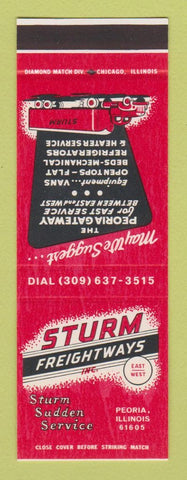 Matchbook Cover - Sturm Freightways Trucking Peoria IL SAMPLE