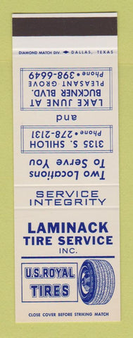 Matchbook Cover - Laminack Tire Service US Royal Dallas? TX SAMPLE