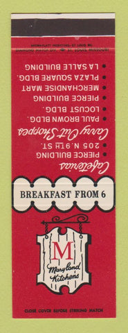 Matchbook Cover - Maryland Kitchens Chicago? IL? SAMPLE