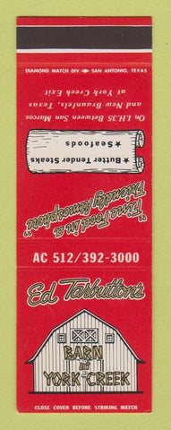 Matchbook Cover - Ed Tarbutton's Barn at York Creek New Braunfels TX SAMPLE