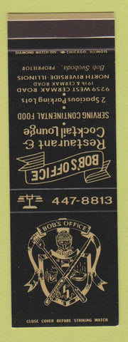 Matchbook Cover - Bob's Office Restaurant North Riverside IL SAMPLE