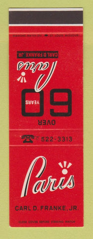 Matchbook Cover - Paris Cleaners Carl D Franke Jr Springfield IL SAMPLE