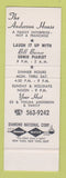 Matchbook Cover - Anderson House Smorgasbord Fort Lauderdale FL SAMPLE