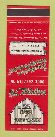 Matchbook Cover - Ed Tarbutton's Barn at York Creek New Braunfels TX SAMPLE