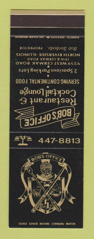Matchbook Cover - Bob's Office Restaurant North Riverside IL SAMPLE