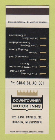Matchbook Cover - Downtowner Motor Inns Jackson MS SAMPLE