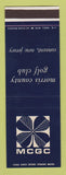 Matchbook Cover - Morris County Golf Club Convent NJ SAMPLE