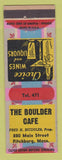 Matchbook Cover - The Boulder Cafe Fitchburg MA girlie WWII?