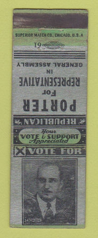 Matchbook Cover - William Porter for Representative Election WORN