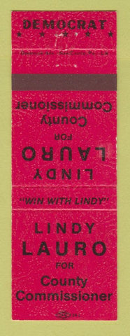 Matchbook Cover - Lindy Lauro for County Commissioner Election New Castle PA
