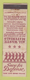 Matchbook Cover - WWII Lion Match Save for Defense WORN