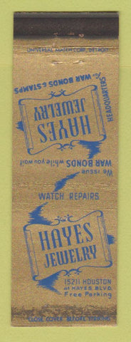 Matchbook Cover - Hayes Jewelry WWII  Denby Recreation WEAR