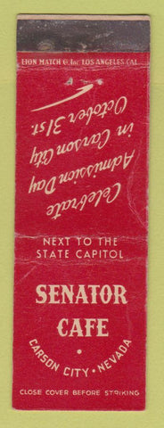 Matchbook Cover - Senator Cafe Carson City NV WORN