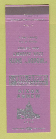 Matchbook Cover - Richard Nixon for President 1968 Spiro Agnew LAVENDER