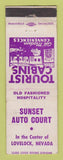 Matchbook Cover - Sunset Auto Court motel Lovelock NV WEAR