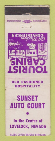 Matchbook Cover - Sunset Auto Court motel Lovelock NV WEAR