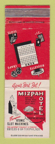 Matchbook Cover - Mizpah Hotel Tonopah NV WORN