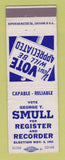 Matchbook Cover - George Smull Register Recorder Election 1955