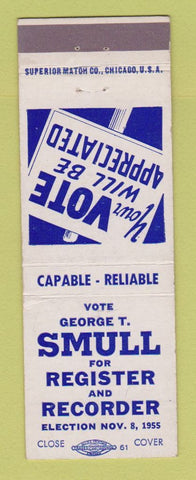 Matchbook Cover - George Smull Register Recorder Election 1955