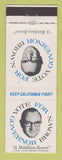Matchbook Cover - Jerry Brown for Governor CA California
