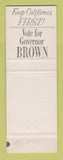 Matchbook Cover - Jerry Brown for Governor CA California