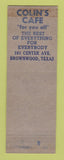 Matchbook Cover - WWII Victory Colin's Cafe Brownwood TX WEAR